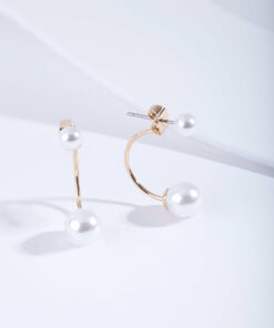 Faux Pearl Double Jacket Earrings