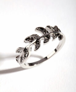 Rhodium Leaf Ring