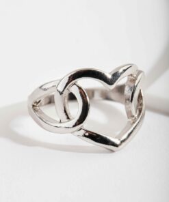 Rhodium Intertwined Heart Ring