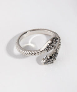 Gunmetal Crystal Snake Ring