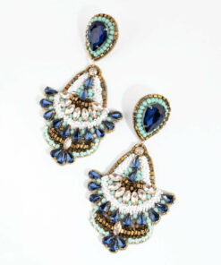 Green Beaded Chandelier Earrings