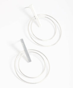 Rhodium Double Sided Circle Earrings