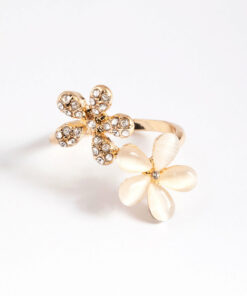 & Cateye Flower Ring