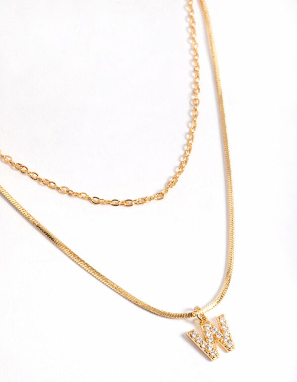 Letter W Layered Initial Necklace
