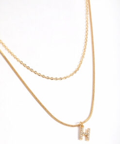 Letter H Layered Initial Necklace