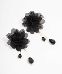 Black Layered Flower Earrings