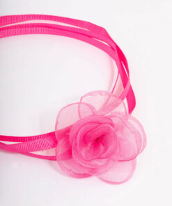 Pink Mesh Ribbon Choker