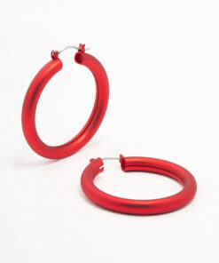 Red Pearlised Hoop Earrings