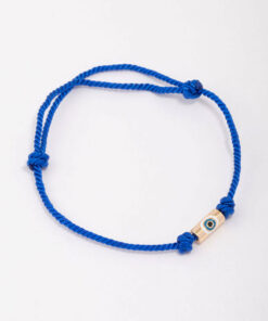 Blue Fabric Evil Eye Cord Adjustable Bracelet