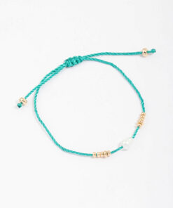 Green Fabric Freshwater Pearl & Beaded Toggle Bracelet