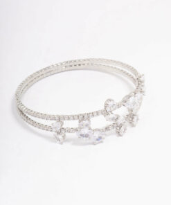 Rhodium  Leaf Layered Bangle