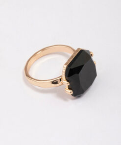 Emerald-Cut Black Stone Ring