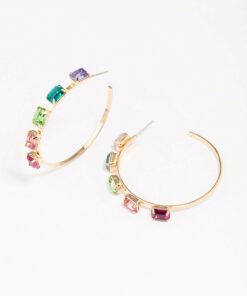 Rainbow Cluster Hoop Earrings