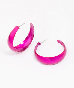 Purple Shiny Hoop Earrings