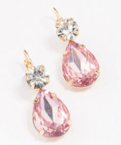 Pink Pear Crystal Earrings