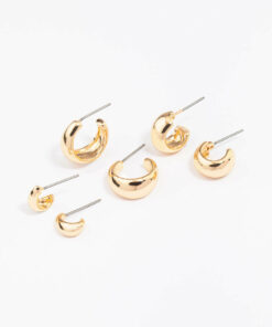 Mixed Gradual Simple Hoop Earring 3-Pack