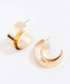 Double Smooth Medium Hoop Earrings