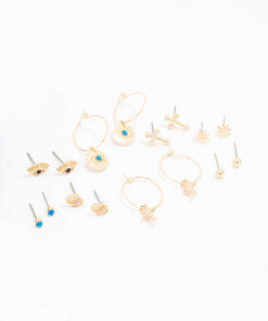 Evil Eye Crystal Earring 8-Pack