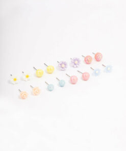 Round Flower Earring 8-Pack