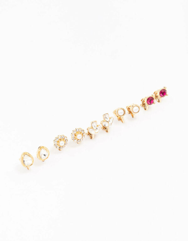 Jewel Stone Clip On Earring 5-Pack
