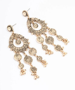 Antique Coin Droplet Earrings