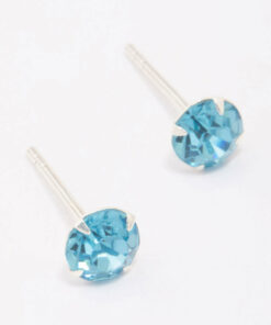 Blue Czech Crystal Small Stud Earrings