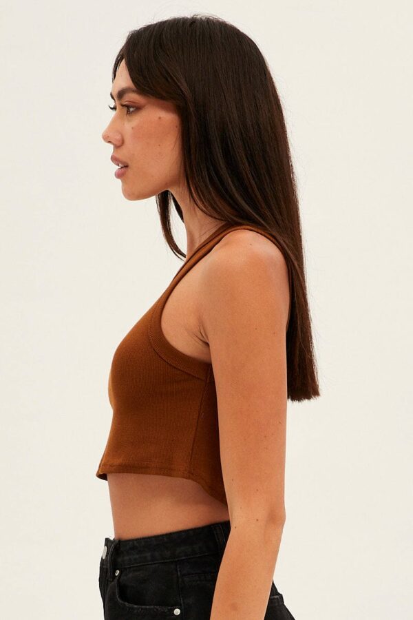 Brown Tank Top Sleeveless Crew Neck - Image 4