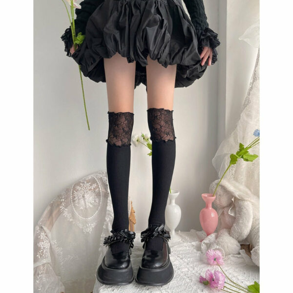 Lace over knee stockings - Image 3