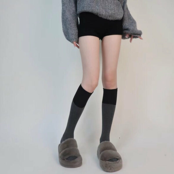 Autumn school black grey stockings c0138 - Image 12