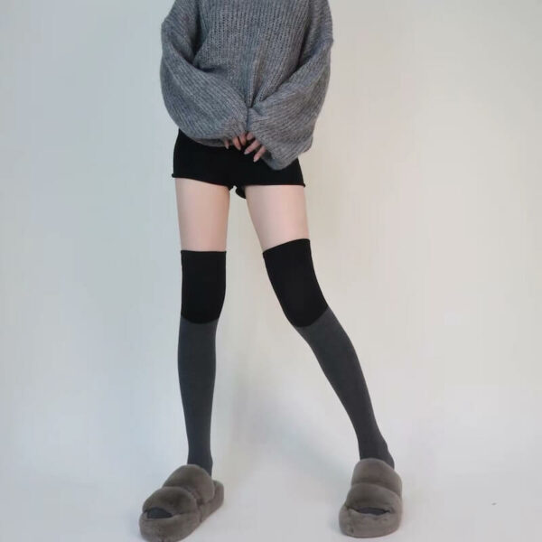 Autumn school black grey stockings c0138 - Image 11