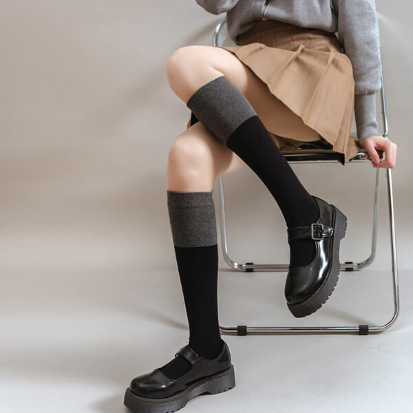 Autumn school black grey stockings c0138 - Image 9