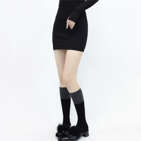 Autumn school black grey stockings c0138 - Image 8