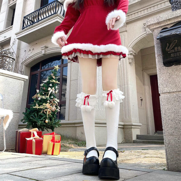 Layered pompon Christmas stockings x0007 - Image 2