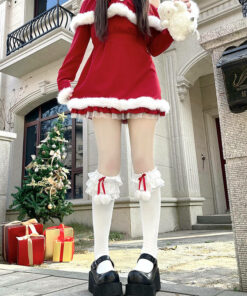 Layered pompon Christmas stockings x0007