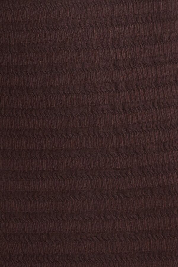 Brown Crop Shirt Long Sleeve Collar Textured - Image 6