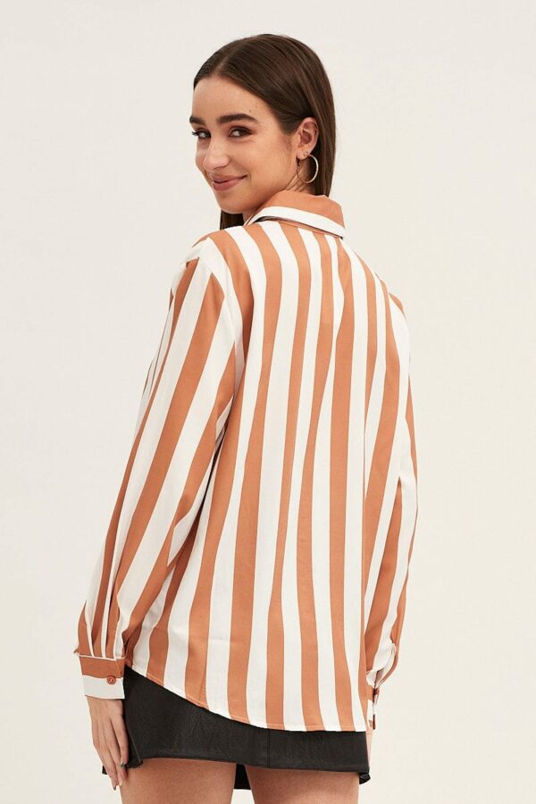 Camel Shirt Long Sleeve Collared Button Up Longline - Image 5