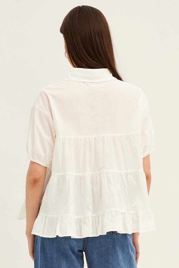 White Collared Shirt Puff Sleeve - Image 5