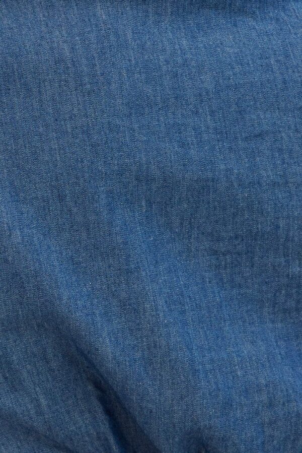 Denim Crop Shirt Long Sleeve Collared Corset Detail - Image 6