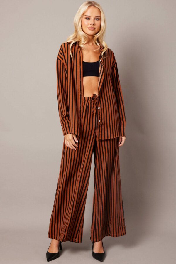 Brown Abstract Relaxed Shirt Long Sleeve - Image 2