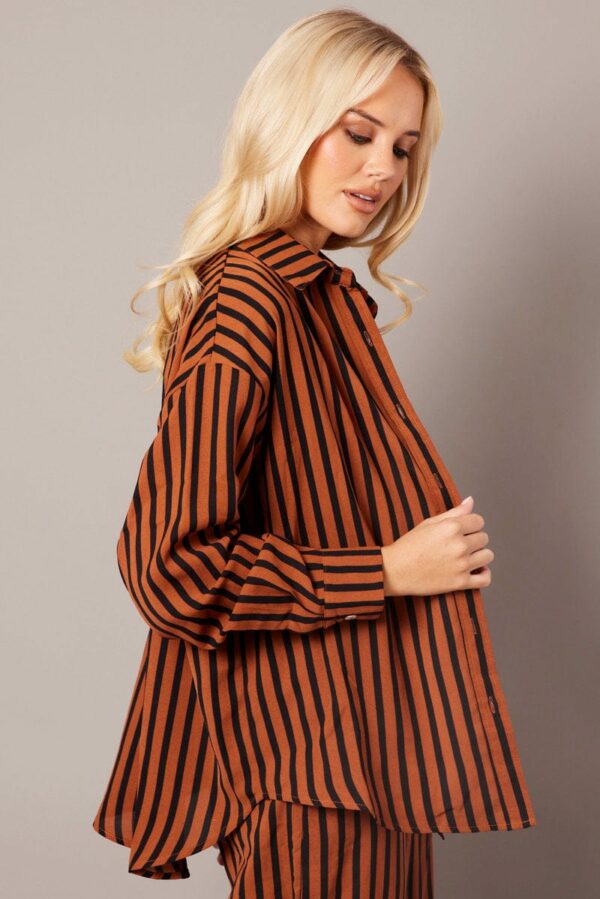 Brown Abstract Relaxed Shirt Long Sleeve - Image 4